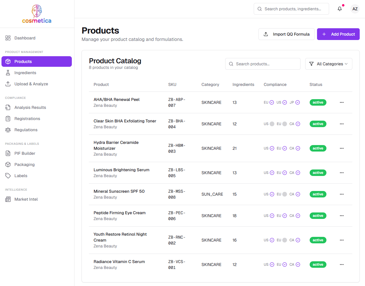 Cosmetica — Product Catalog